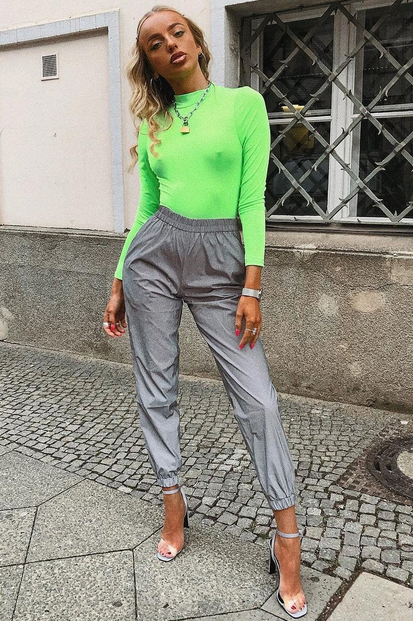 Neon Green Slinky Bodysuit - Allison-Bodysuits