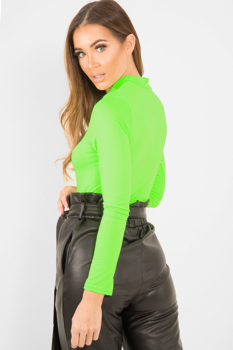 Neon Green Slinky Bodysuit - Allison-Bodysuits
