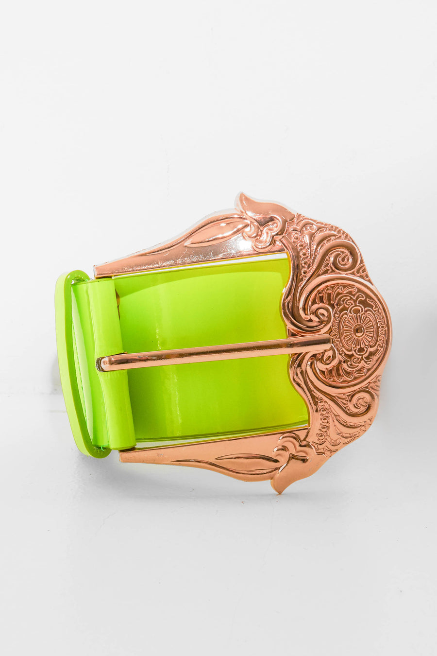 Neon Green Wide Belt With Large Gold Buckle - Frida-Belts