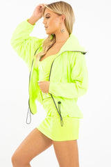 Neon Green Zip Front Rain Jacket - Idalie-Jackets