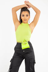 Neon Lime Chain Mini Handbag - Ramie-Bags