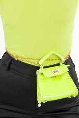 Neon Lime Chain Mini Handbag - Ramie-Bags