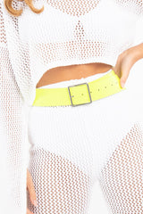 Neon Lime Silver Detail Wide Waist Belt - Suvi-Belts