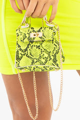 Neon Lime Snake Mini Handbag - Ramie-Bags