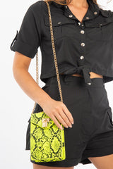 Neon Lime Snake Padlock Chain Detail Bag - Xena-Bags