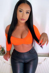 Neon Orange Asymmetric Crop Top - Nicki-Crop Tops