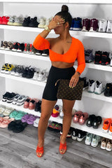 Neon Orange Asymmetric Crop Top - Nicki-Crop Tops