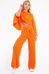 Neon Orange Chunky Knit Loungewear Set - Harper-Loungewear