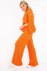 Neon Orange Chunky Knit Loungewear Set - Harper-Loungewear