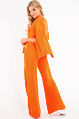 Neon Orange Chunky Knit Loungewear Set - Harper-Loungewear