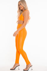 Neon Orange Crop Bralet Leggings Co-Ord - Erinn-Co-ords