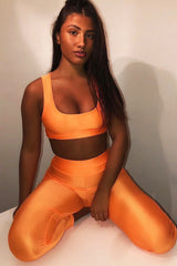 Neon Orange Crop Bralet Leggings Co-Ord - Erinn-Co-ords