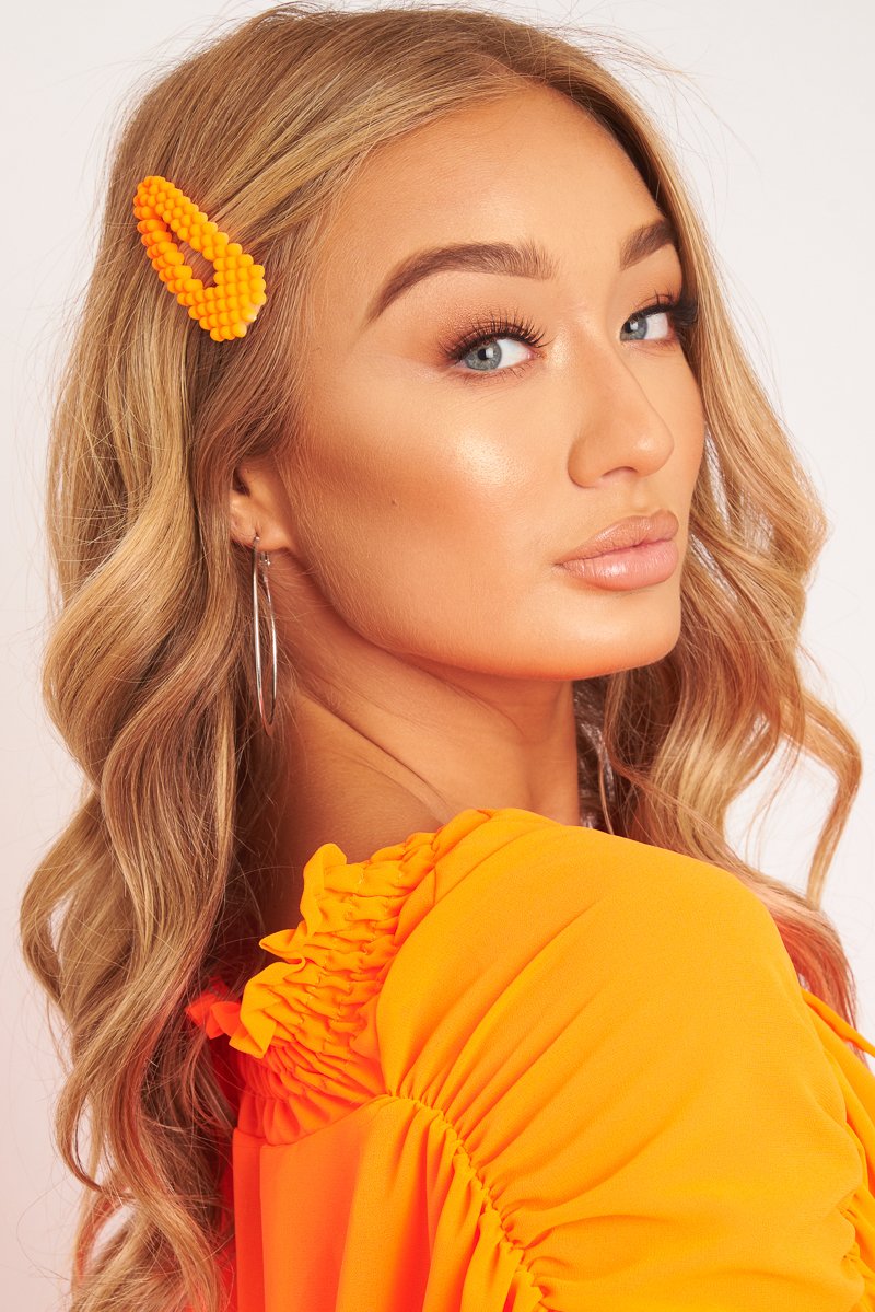 Neon Orange Matte Hair Clip - Zyra-Hair