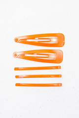 Neon Orange Pack of 5 Clips and Barrettes - Esmi-Hair