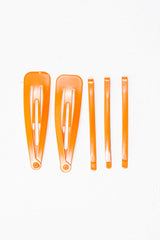 Neon Orange Pack of 5 Clips and Barrettes - Esmi-Hair