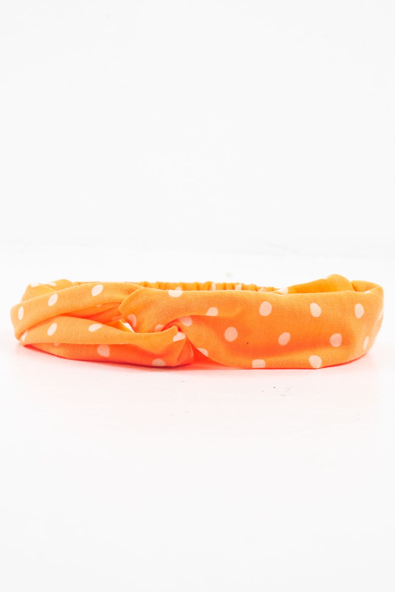 Neon Orange Polka Dot Twist Headband - Kentlee-Hair