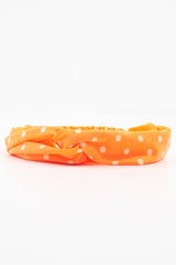 Neon Orange Polka Dot Twist Headband - Kentlee-Hair