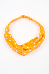 Neon Orange Polka Dot Twist Headband - Kentlee-Hair