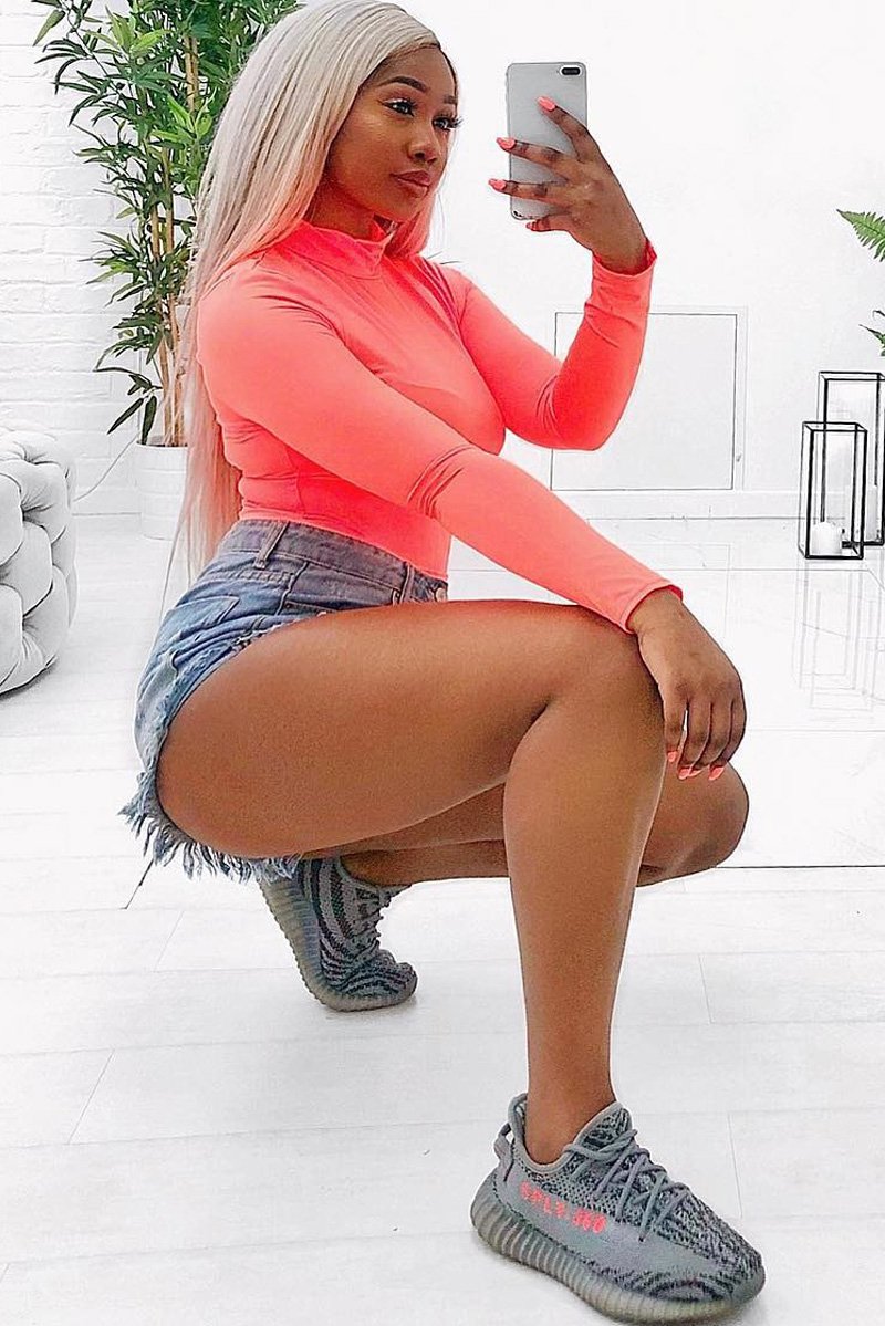 Neon Orange Slinky Bodysuit - Allison-Bodysuits