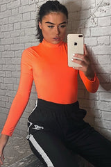 Neon Orange Slinky Bodysuit - Allison-Bodysuits