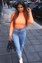 Neon Orange Slinky Bodysuit - Allison-Bodysuits