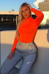 Neon Orange Slinky Bodysuit - Allison-Bodysuits