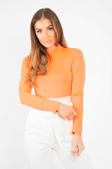 Neon Orange Slinky Bodysuit - Allison-Bodysuits