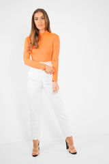 Neon Orange Slinky Bodysuit - Allison-Bodysuits