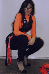 Neon Orange Slinky Bodysuit - Allison-Bodysuits