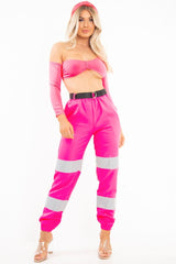 Neon Pink Asymmetric Crop Top - Nicki-Crop Tops