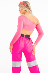 Neon Pink Asymmetric Crop Top - Nicki-Crop Tops