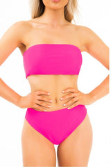 Neon Pink Bandeau High Waist Bikini - Freya-Swimsuits