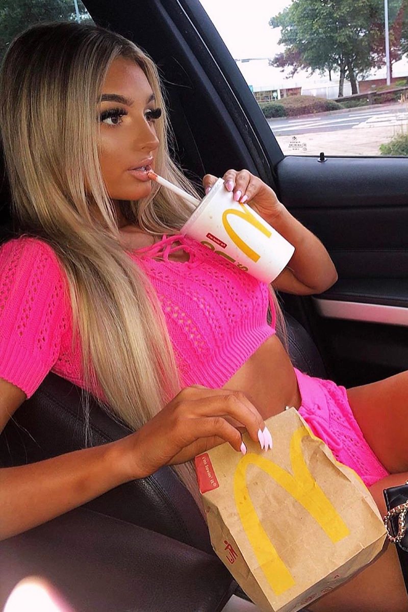 Neon Pink Crochet Knit Top Shorts Co-ord - Aarini-Co-ords