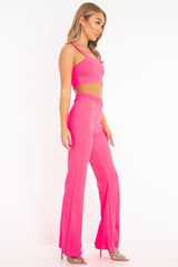 Neon Pink Crop Top and Trousers Co-ord Set - Kimmy-Co-ords