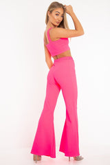 Neon Pink Crop Top and Trousers Co-ord Set - Kimmy-Co-ords