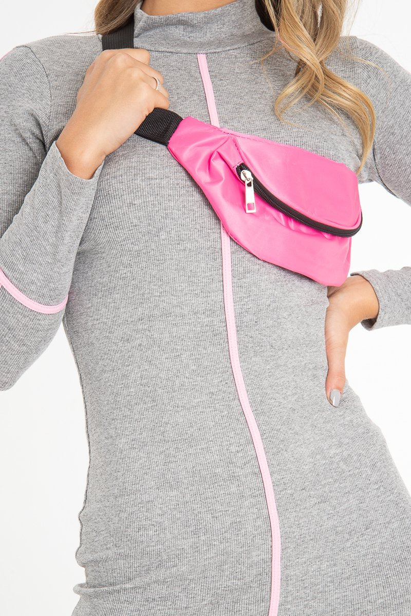 Neon Pink Front Zip Bumbag - Wakely-Bags