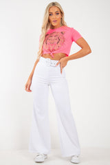 Neon Pink Gold Studded Tiger NYC T-Shirt - Calyssa-T-shirt