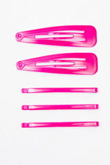 Neon Pink Pack of 5 Clips and Barrettes - Esmi-Hair