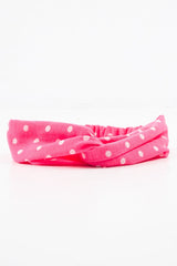 Neon Pink Polka Dot Twist Headband - Kentlee-Hair