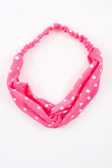 Neon Pink Polka Dot Twist Headband - Kentlee-Hair