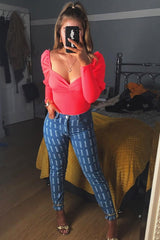 Neon Pink Puff Sleeve Sweetheart Neckline Crop Top - Tomi-Crop Tops