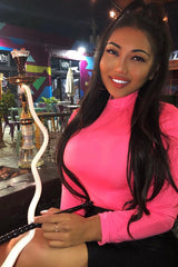 Neon Pink Slinky Bodysuit - Allison-Bodysuits