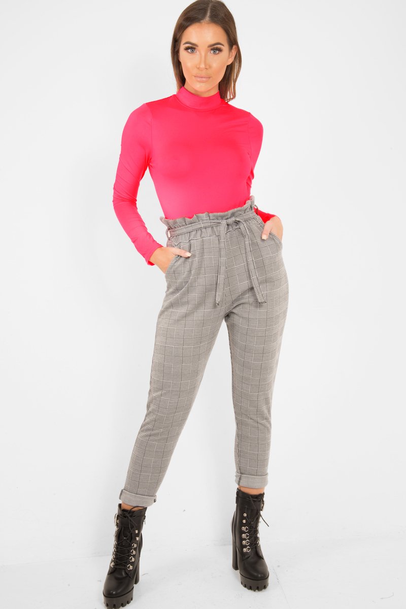 Neon Pink Slinky Bodysuit - Allison-Bodysuits