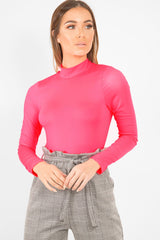 Neon Pink Slinky Bodysuit - Allison-Bodysuits