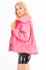 Neon Pink Zip Front Rain Jacket - Idalie-Jackets