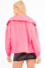 Neon Pink Zip Front Rain Jacket - Idalie-Jackets