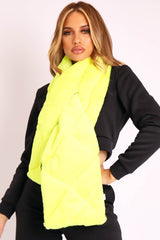 Neon Yellow Faux Fur Padded Scarf - Hadlee-Scarf