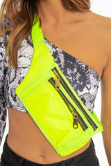 Neon Yellow Front Pocket Zip Bum Bag - Iviona-Bags