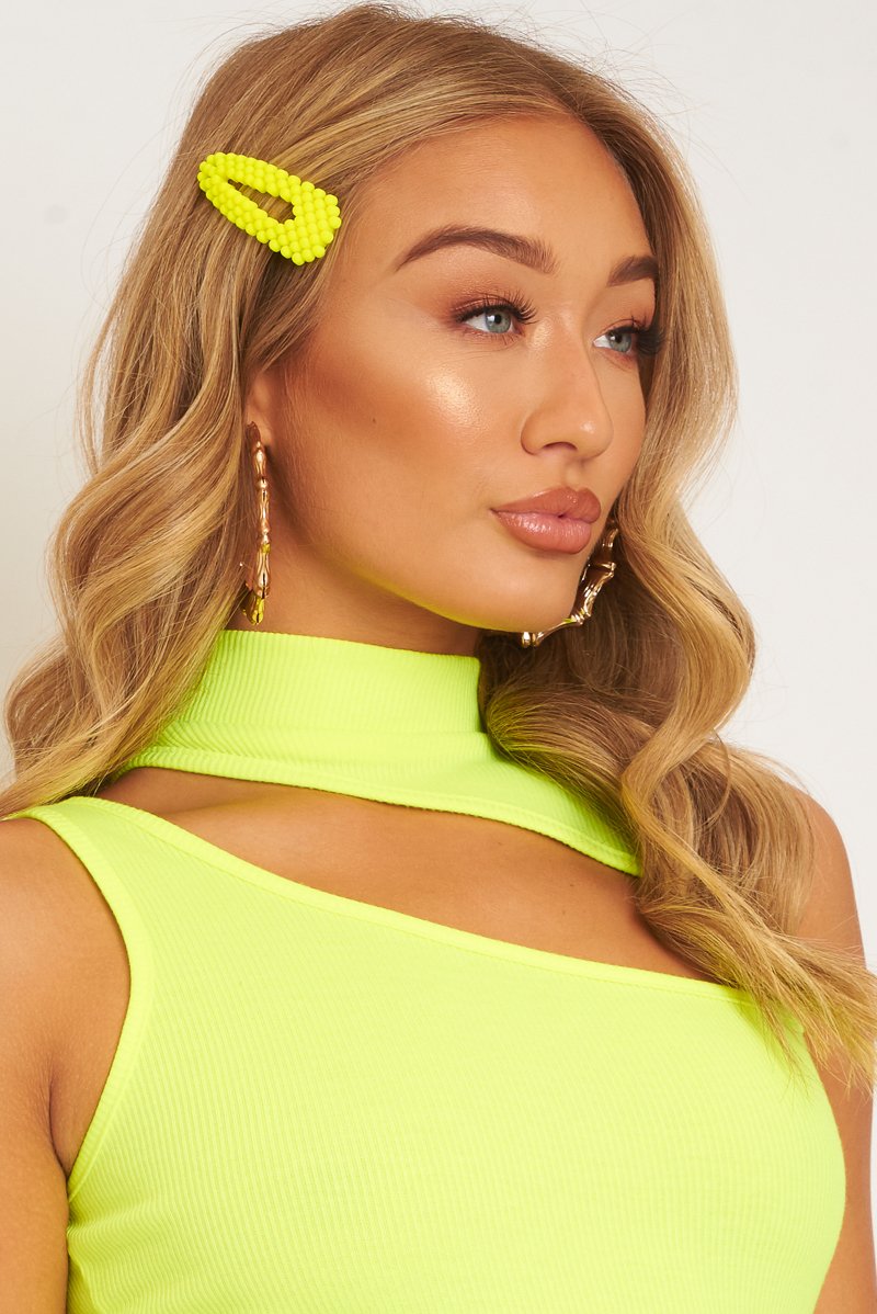 Neon Yellow Matte Hair Clip - Zyra-Hair