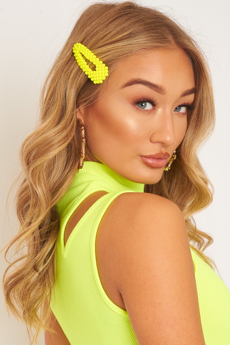 Neon Yellow Matte Hair Clip - Zyra-Hair